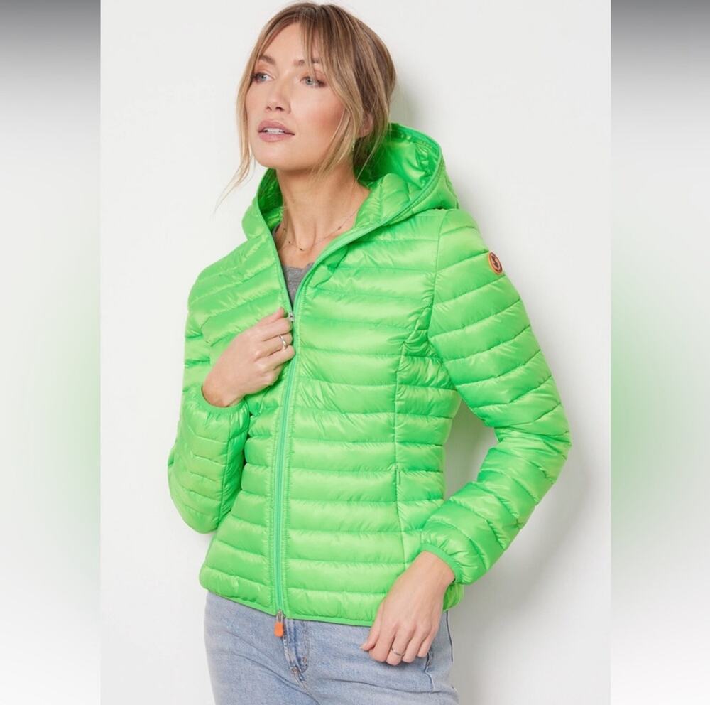Save The Duck Hooded puffer jacket bright green M